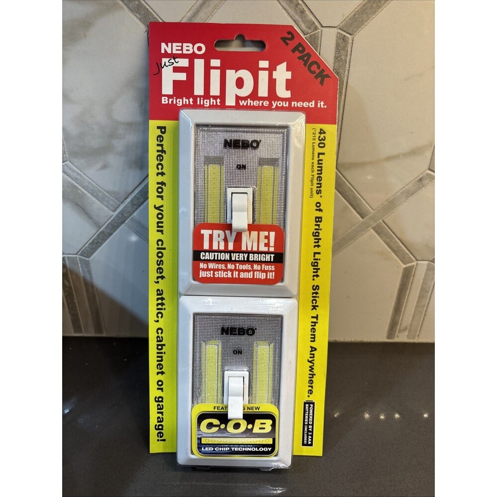 Nebo 6523 FlipIt 215 Lumen COB LED Universal Mount Work Light Switch 2-Pack New